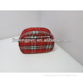 Checked Canvas Zipper Packing Bag with Wrapped Piping